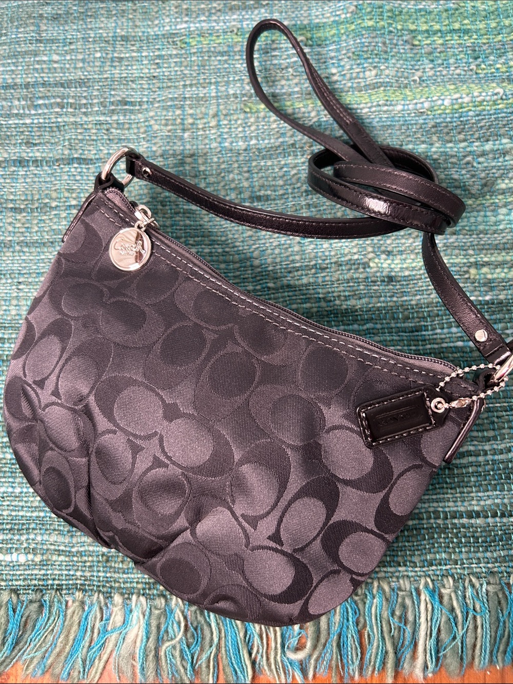 Coach Black Signature Jacquard Mini Crossbody